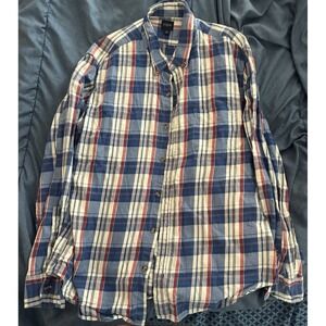 J crew Mens Large Plaid Button down Dress shirt rodeo Cowboy